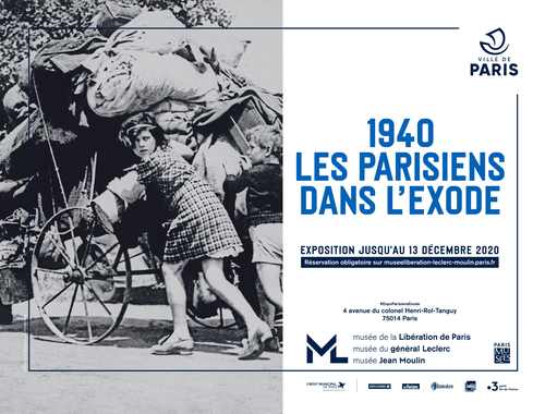 Affiche de l'exposition temporaire en cours "1940 : les Parisiens dans l'exode"