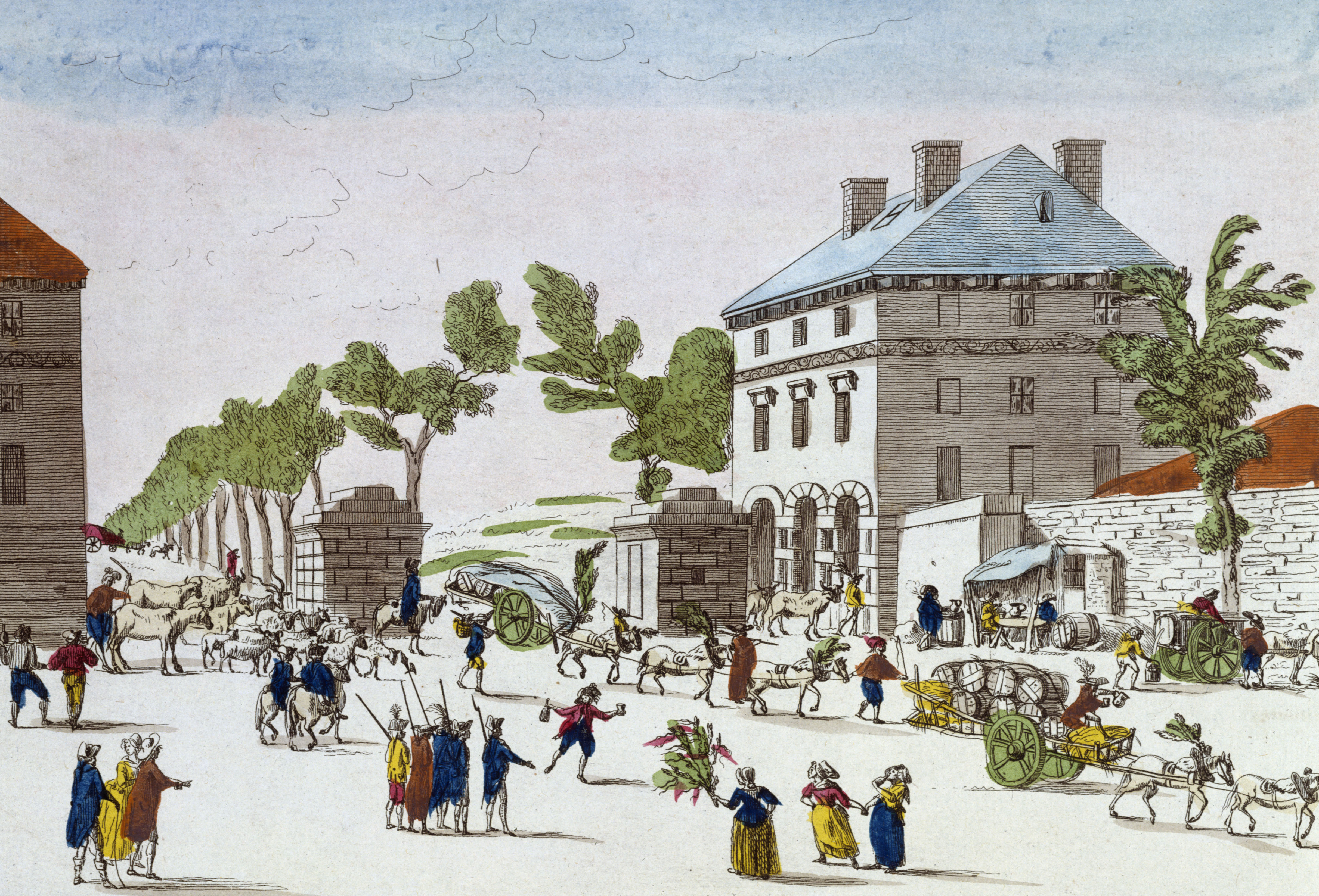 1785 – Construction des pavillons de la barrière d’Enfer, sous la direction de l’architecte Claude-Nicolas Ledoux, pour les services de l’octroi.