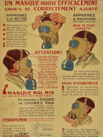 Affiche « Un masque protège efficacement lorsqu’il est correctement ajusté », 1939.