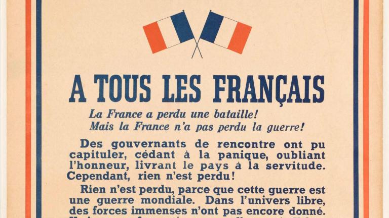 Affiche ayant suivi l'appel du 18 juin 1940 et reproduisant un texte du général de Gaulle