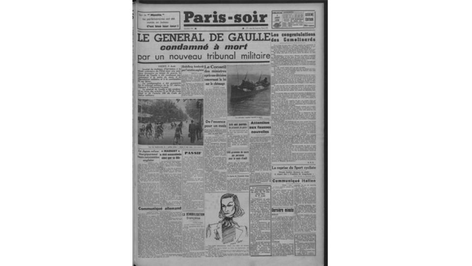 Une de journal : Paris Soir 1940
