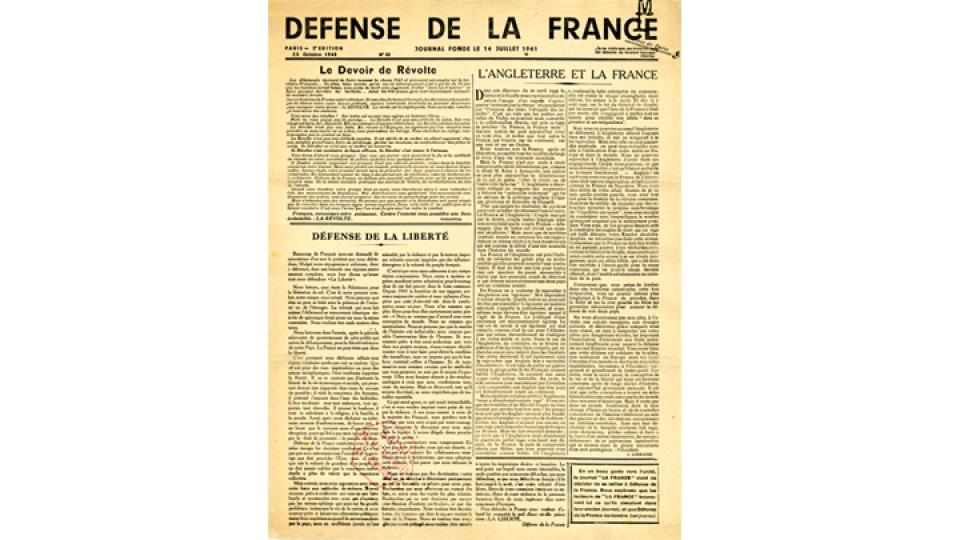 une de journal : Défense de la France (archive)